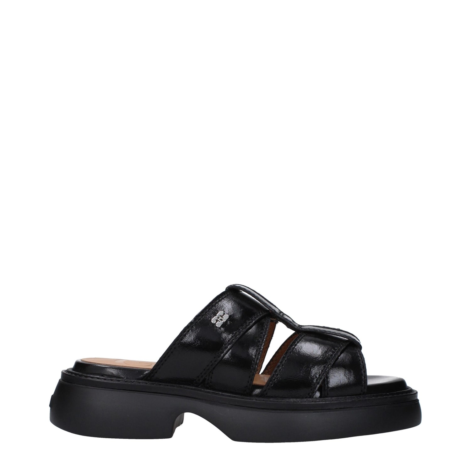 Black Fabric Slippers Sandals