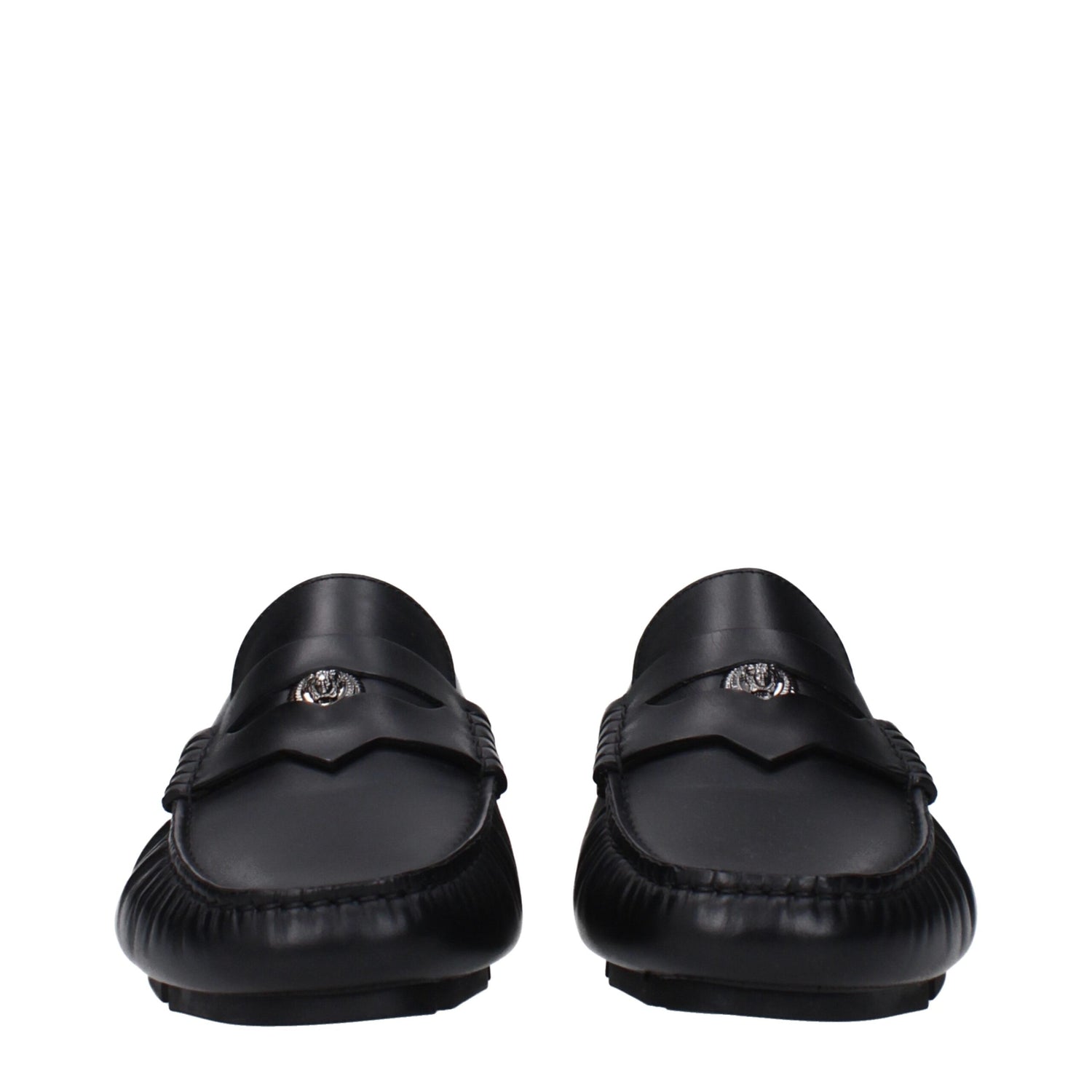 Black Leather Slip-On Loafers