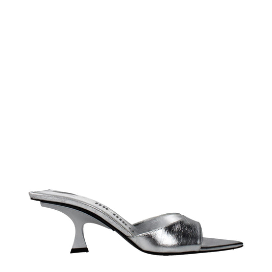 Gray Leather Stiletto Heels Sandals