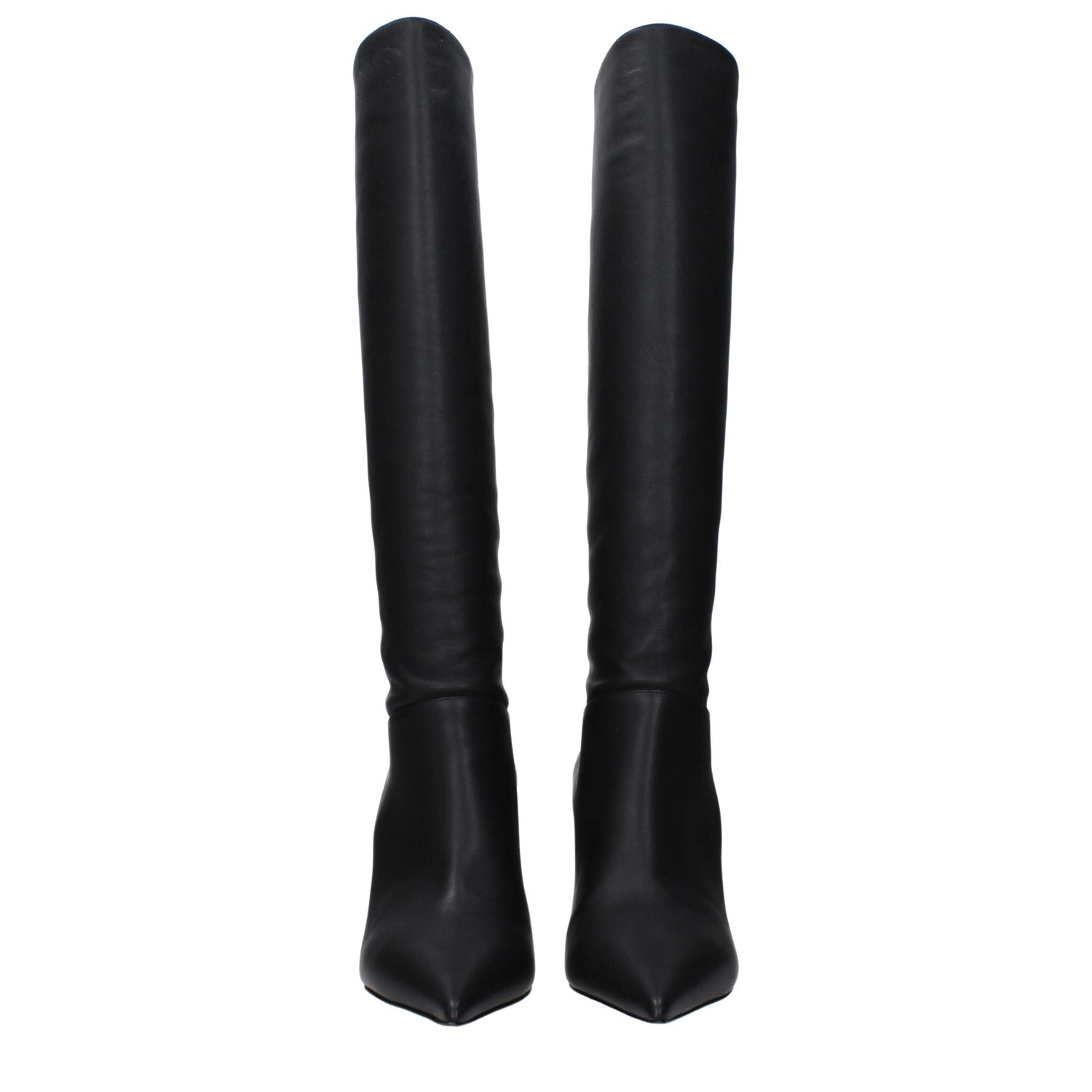 Black Leather High Heel Boots