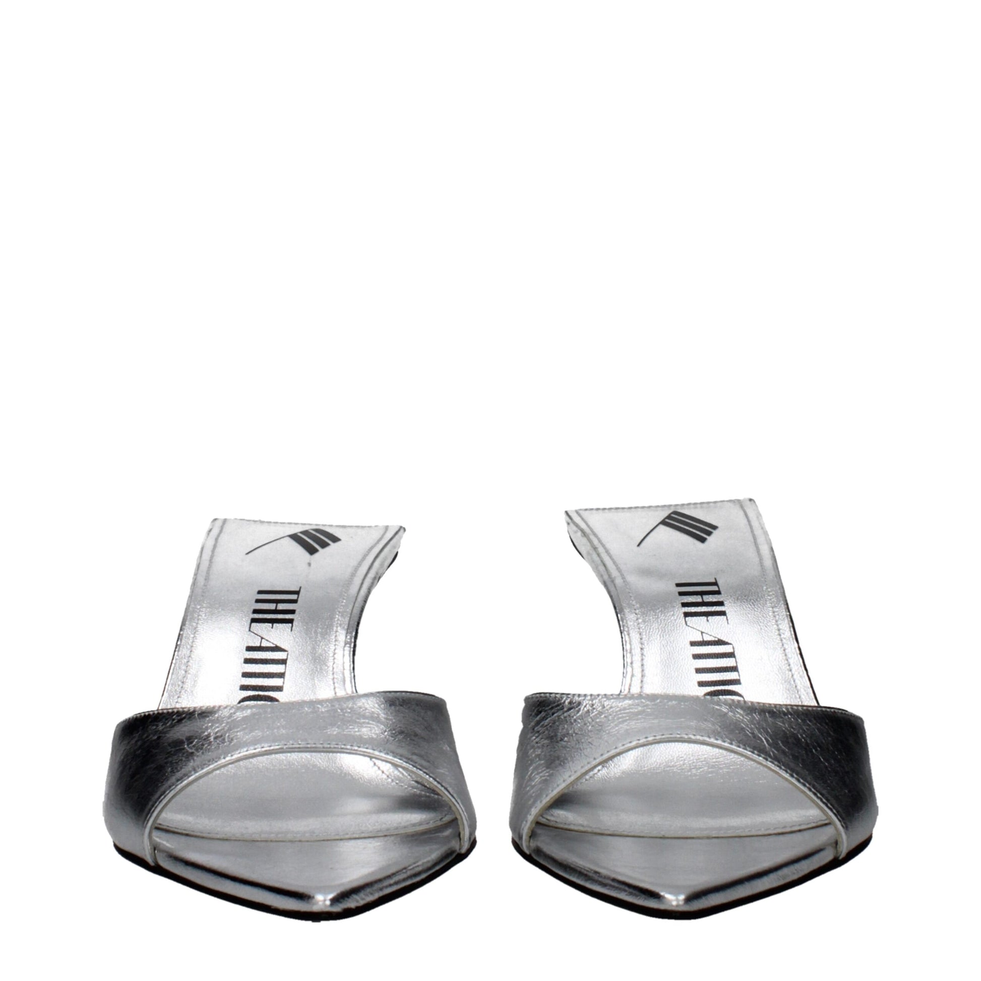 Gray Leather Stiletto Heels Sandals