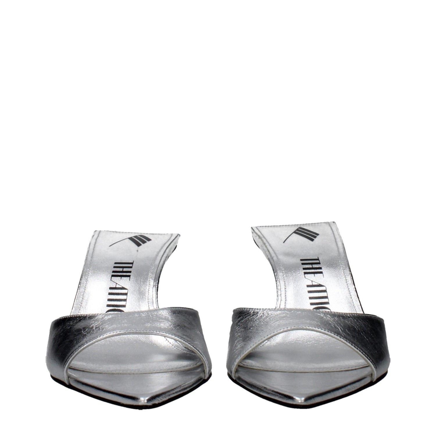 Gray Leather Stiletto Heels Sandals