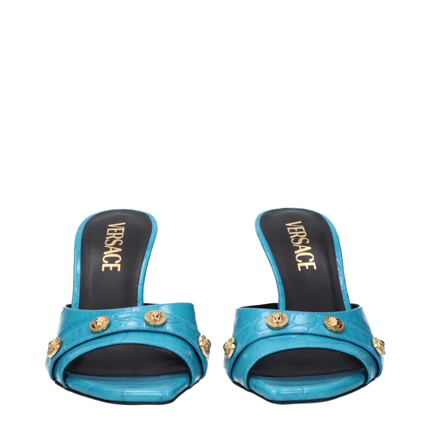 Light Blue Leather Stiletto Heels Sandals