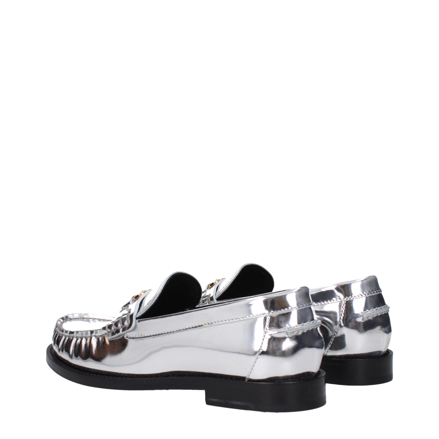 Gray Leather Slip-On Loafers