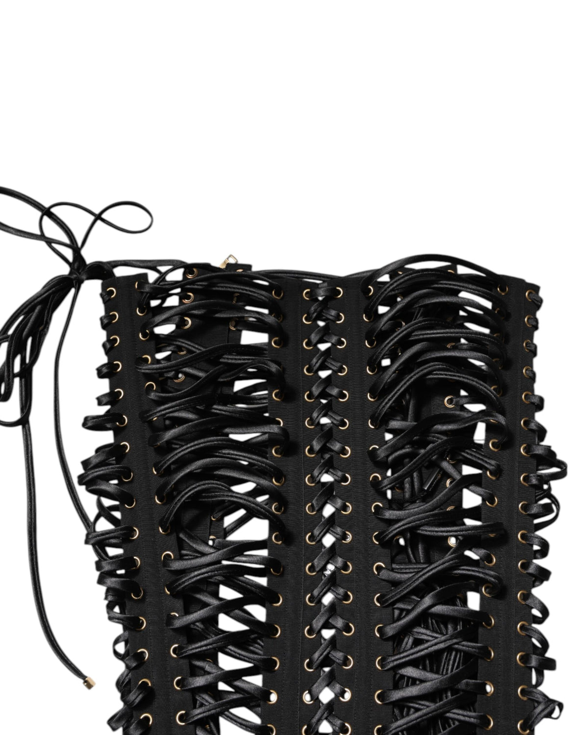 Black Eyelet Embellished Corset Style Top