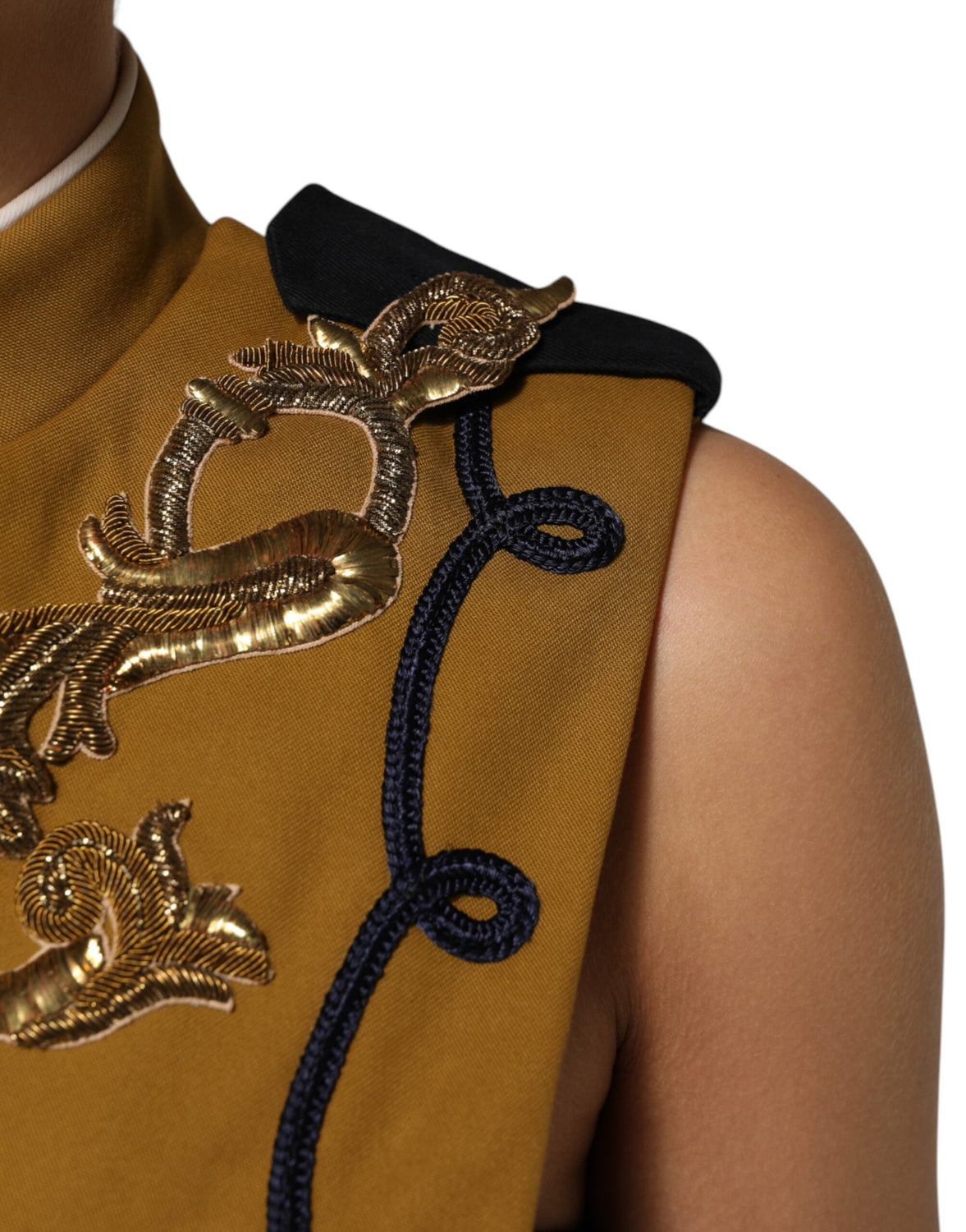 Yellow Crystal Cross Runway Vest Jacket Top