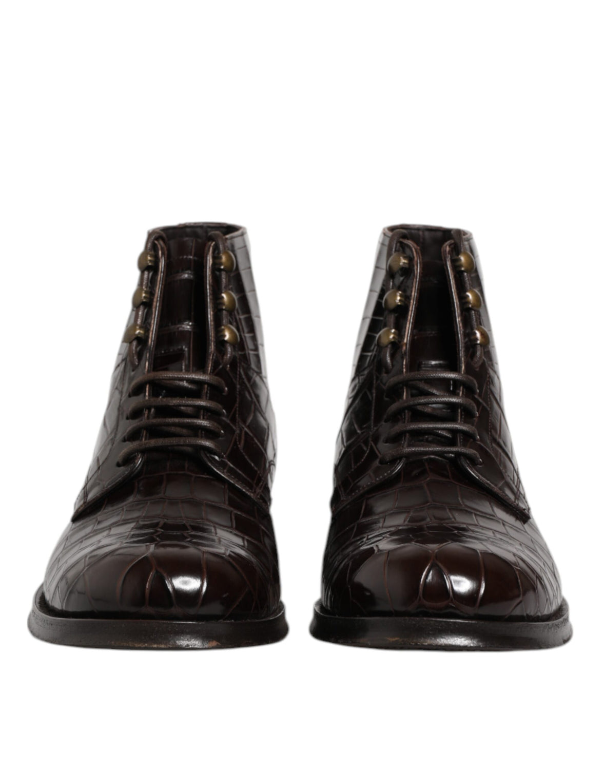 Dark Brown Leather Lace Up Short Boots Shoes