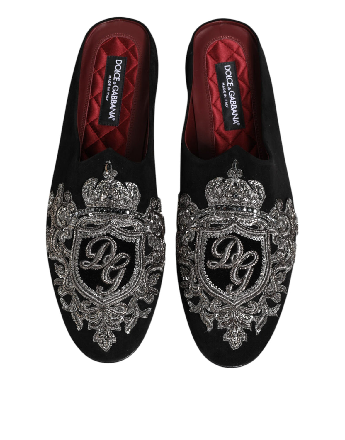 Black Velvet Slides DG Crown Slipper Shoes