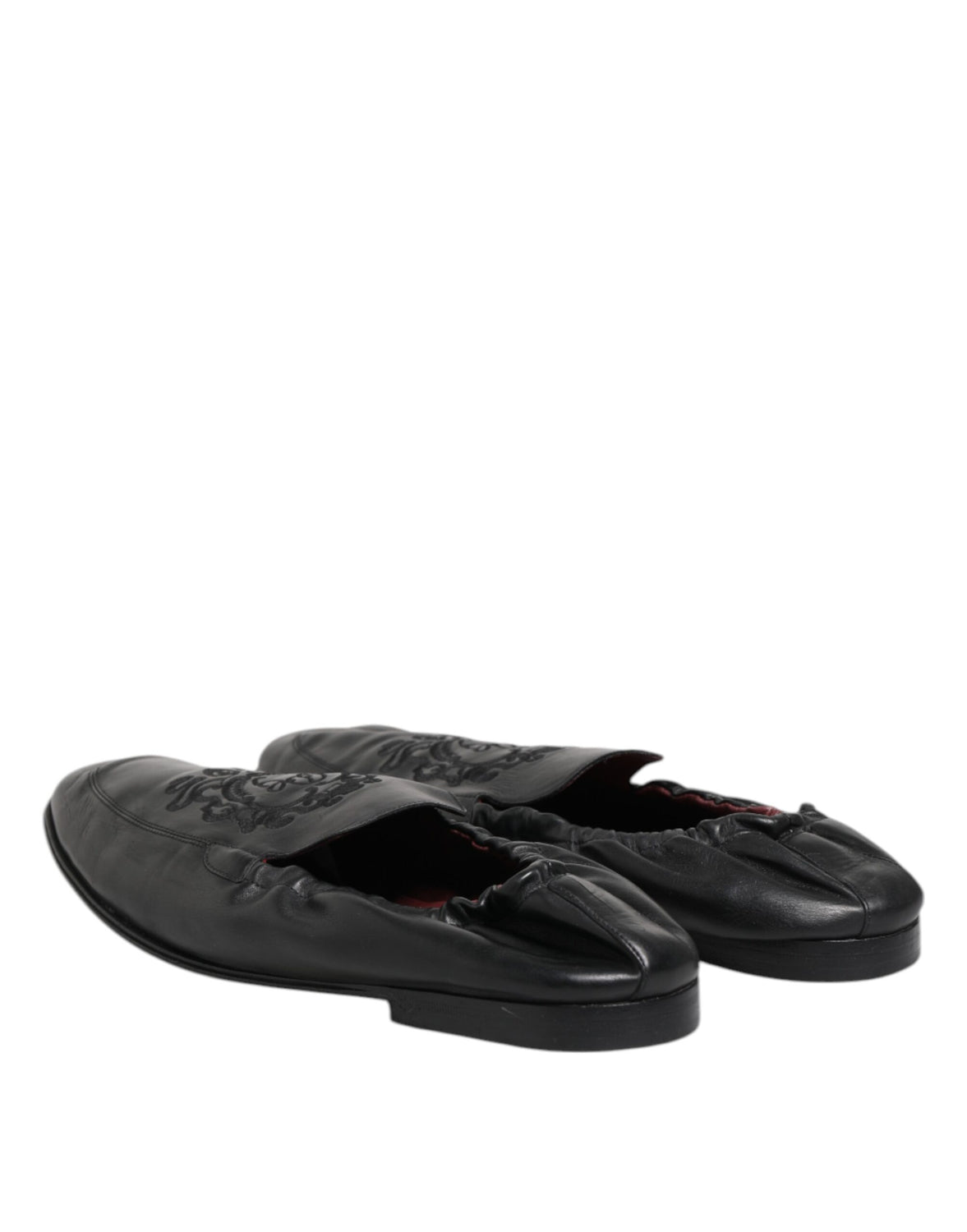 Black Leather Slip On Men Flat Loafers Shoes