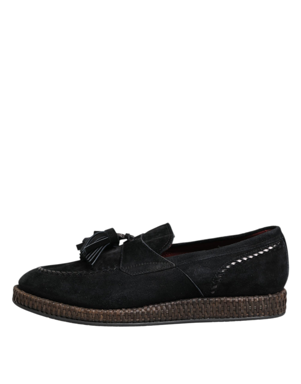 Black Suede Tassel Embellished Loafers Shoes