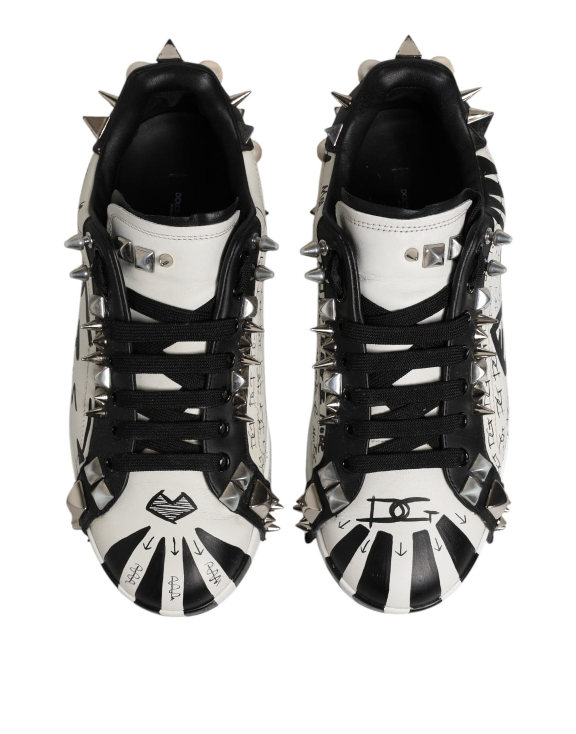Black White Studded Low Top Sneakers Shoes