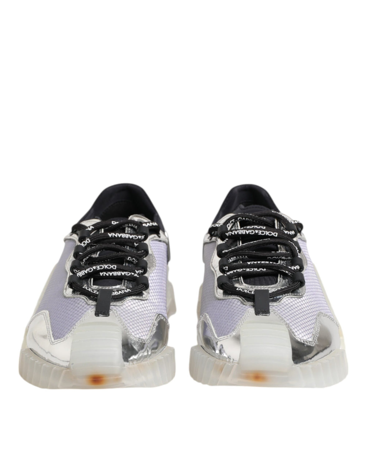 Silver Black Nylon NS1 Low Top Sneakers Shoes