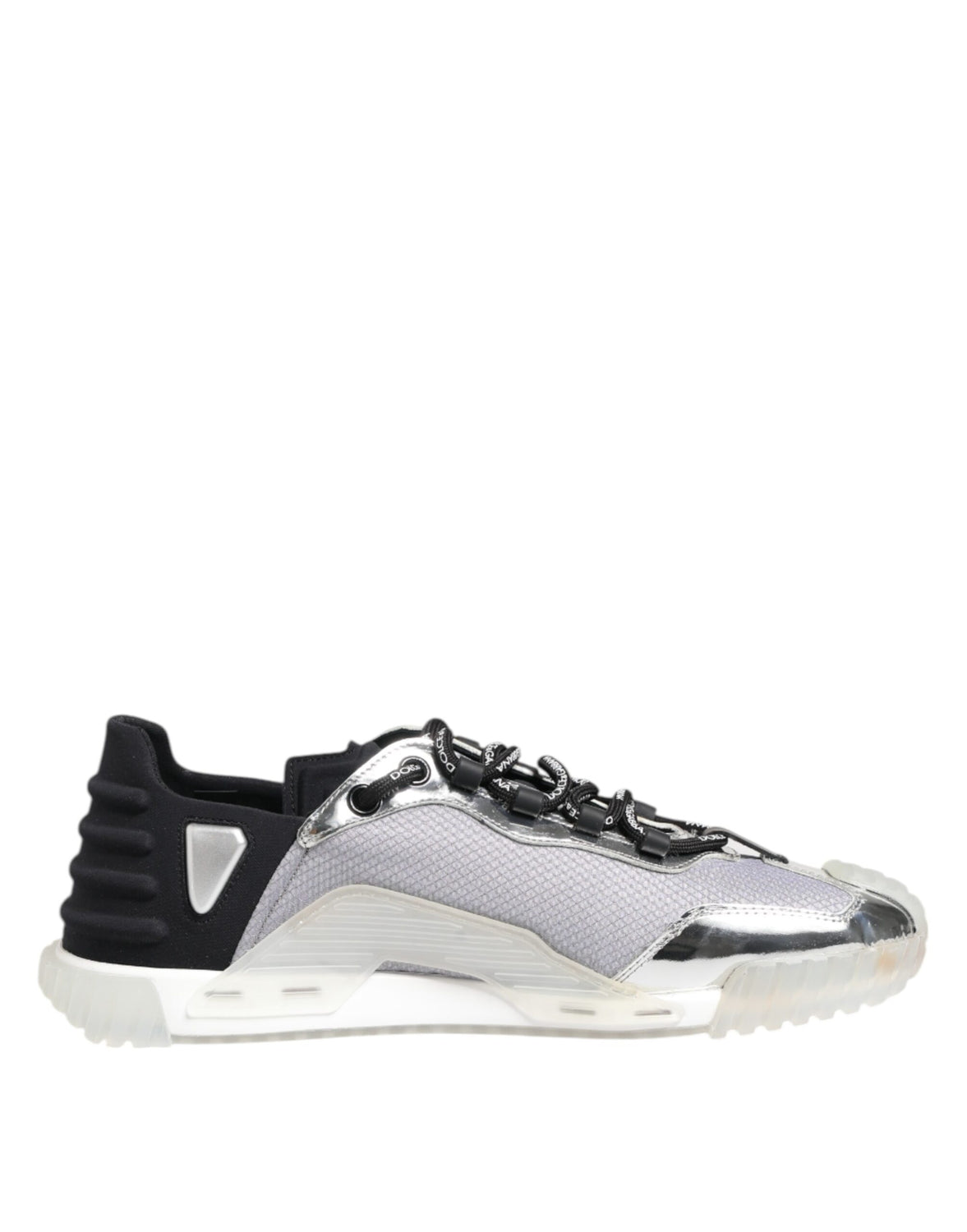 Silver Black Nylon NS1 Low Top Sneakers Shoes