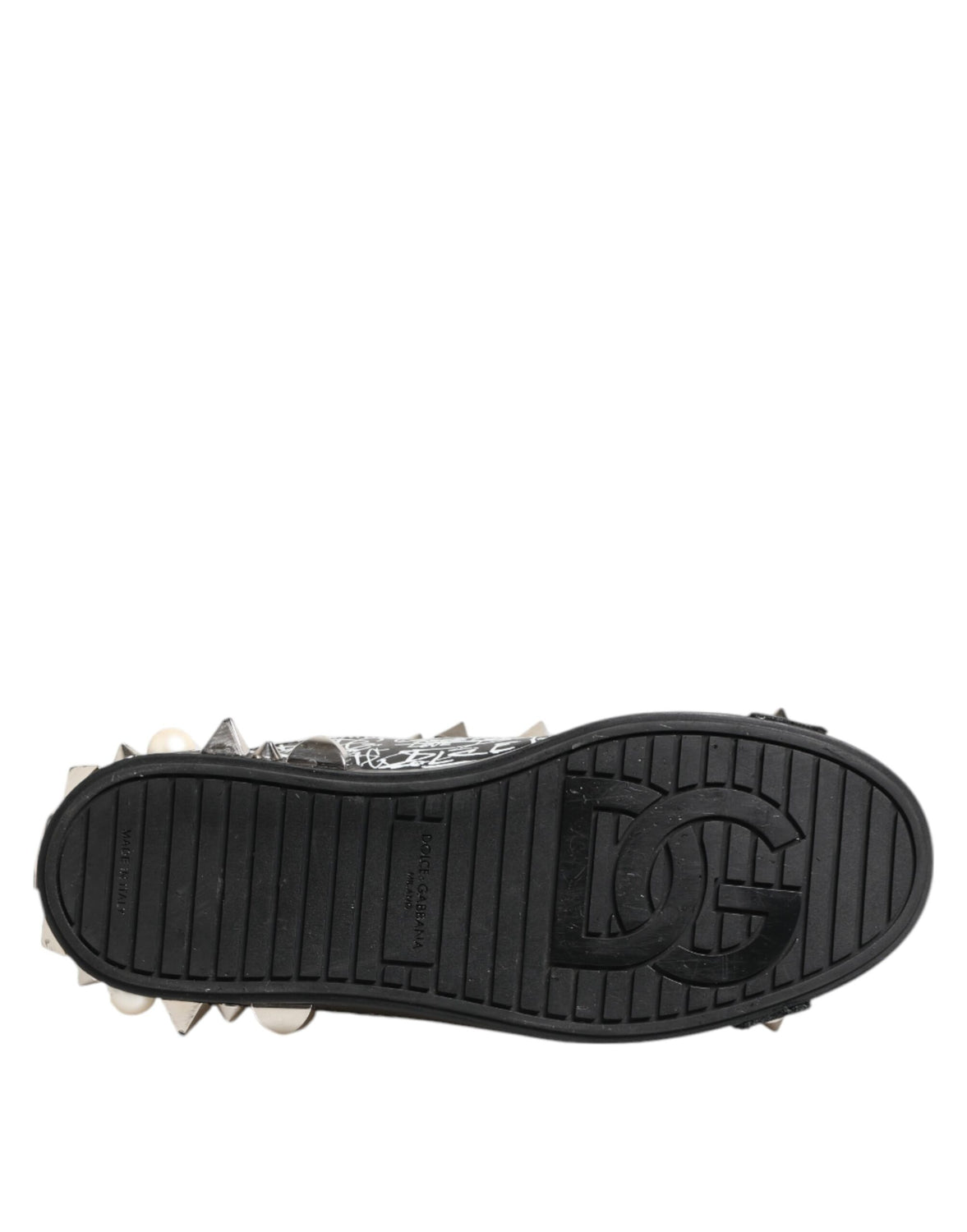 Black Portofino Stud Embellished Sneakers Shoes