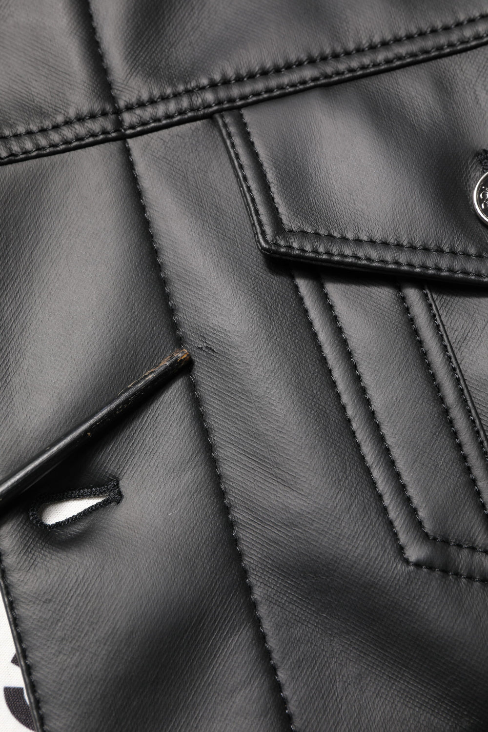 Black Polyester Button Down Biker Jacket