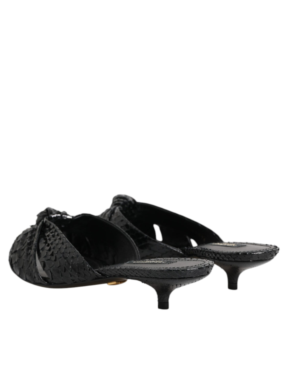 Black Leather Heels Slides Sandals Shoes