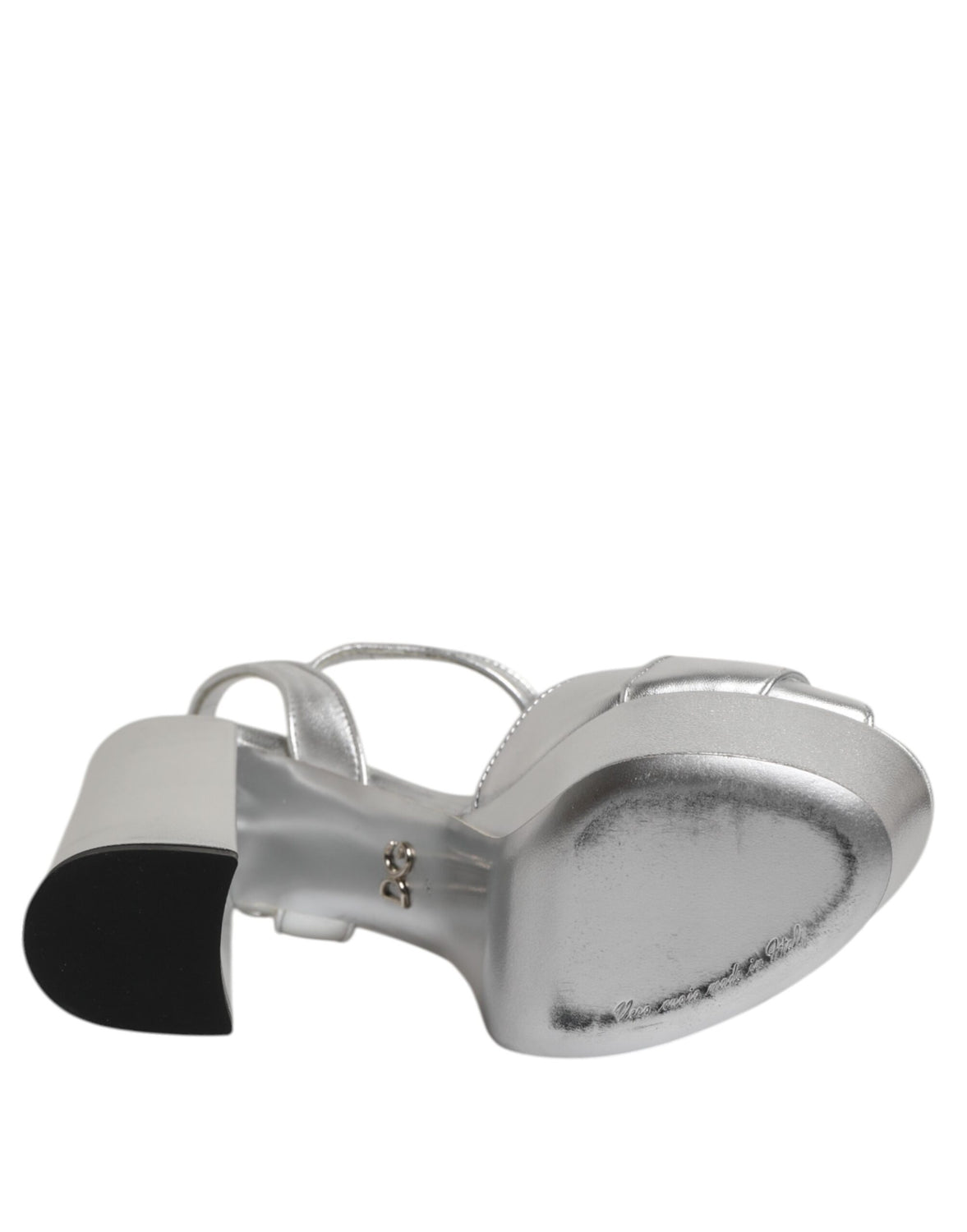 Silver Logo Ankle Strap Heels Sandals Shoes