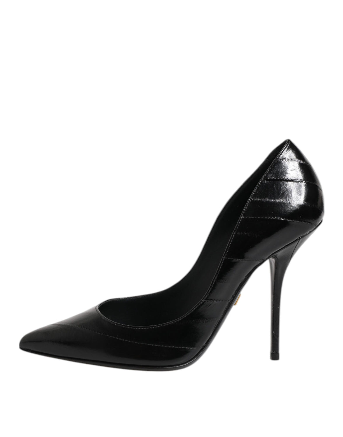 Black Leather Stiletto High Heels Pumps Shoes