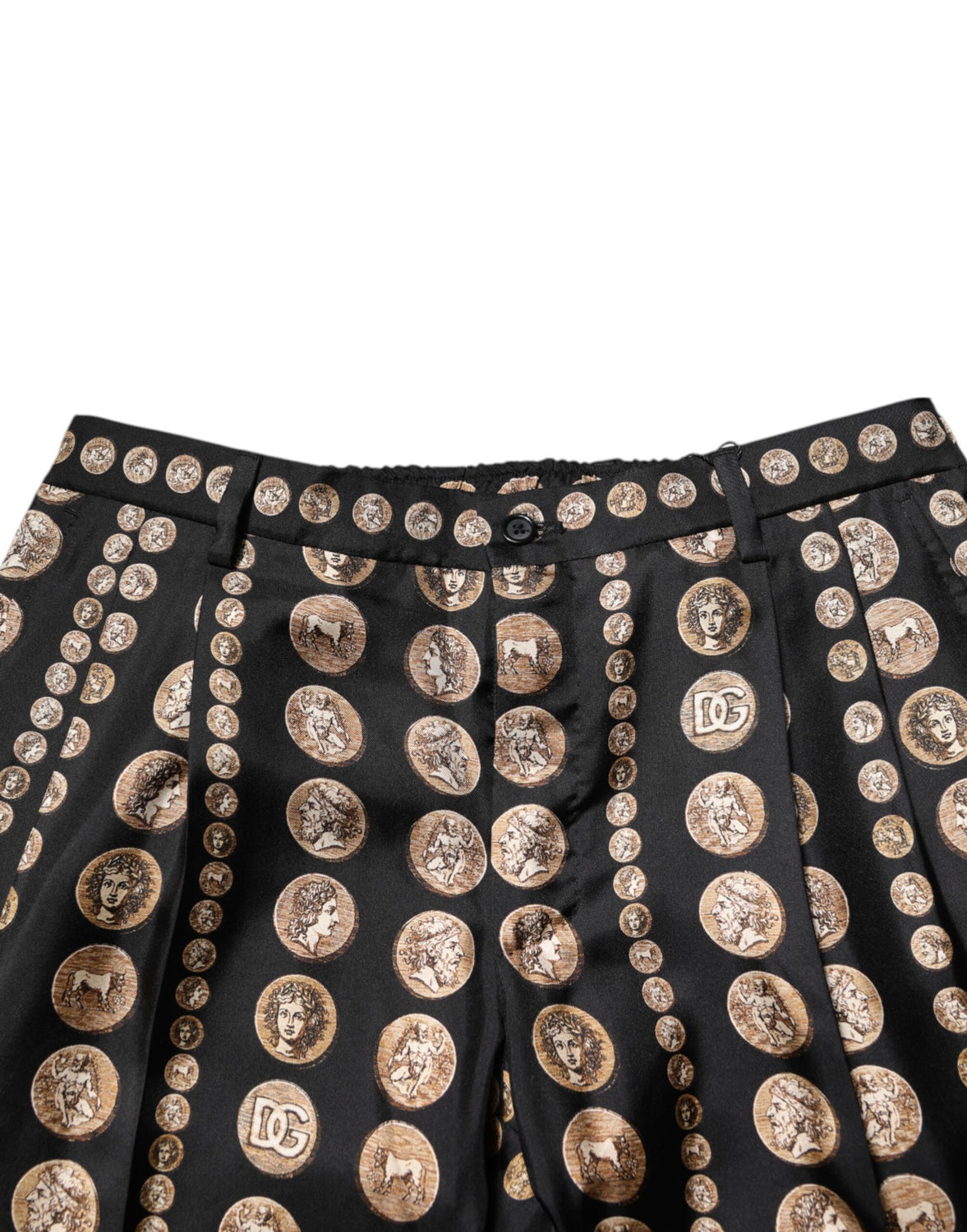 Black Coin Print Silk Skinny Men Trouser Pants