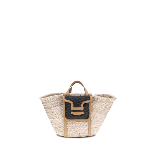 Beige Raffia Shoulder Bag