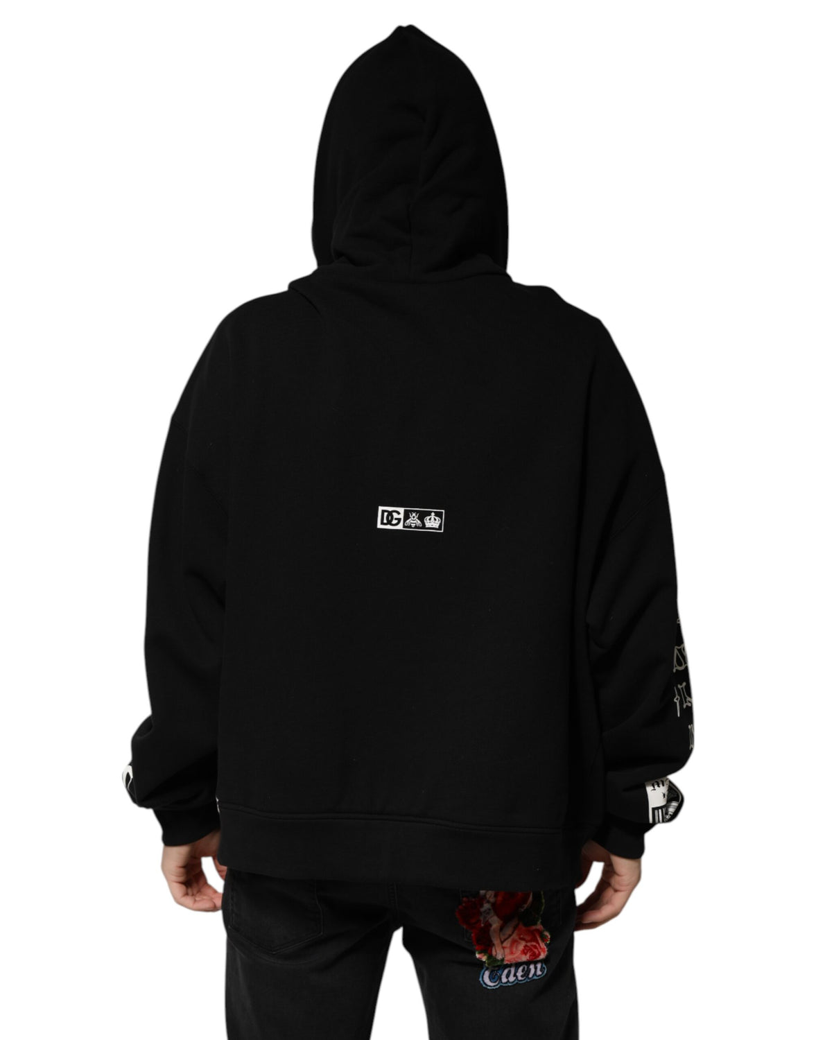 Black Cotton DG Milano Logo Print Hoodie Sweater