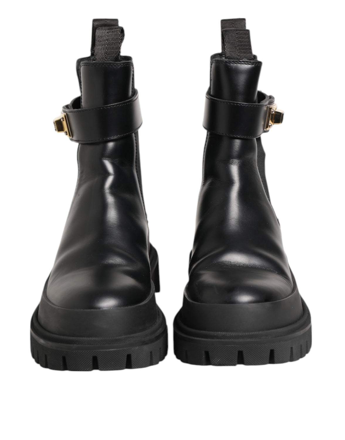 Black Calfskin DG Logo Strap Ankle Boots Shoes
