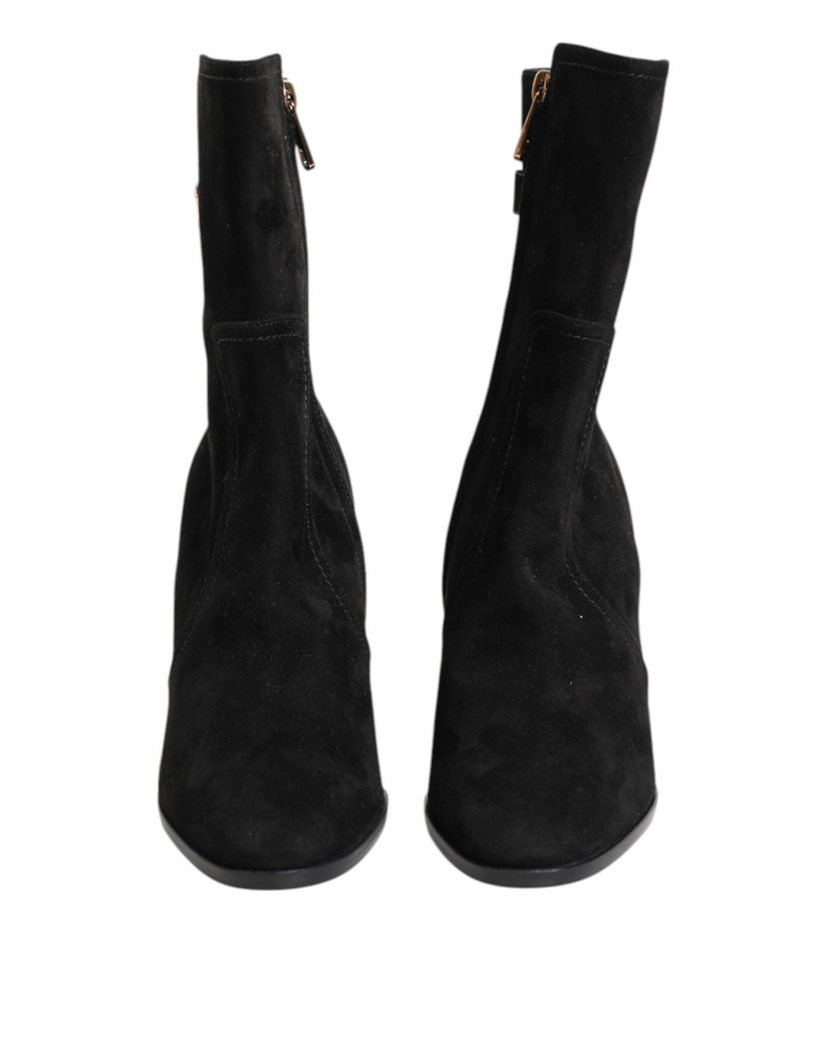 Black Suede Leather Mid Calf Boots Shoes