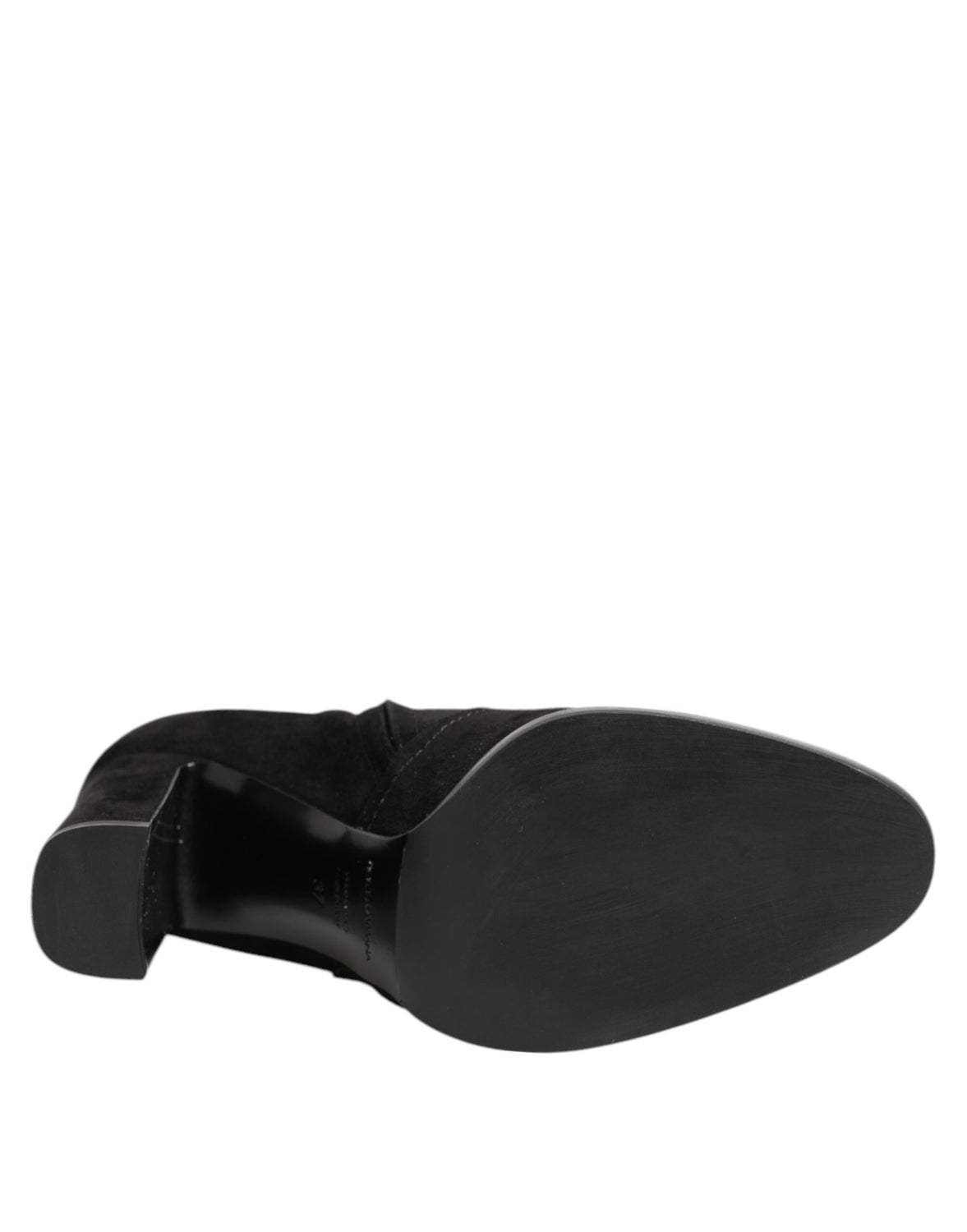 Black Suede Leather Mid Calf Boots Shoes
