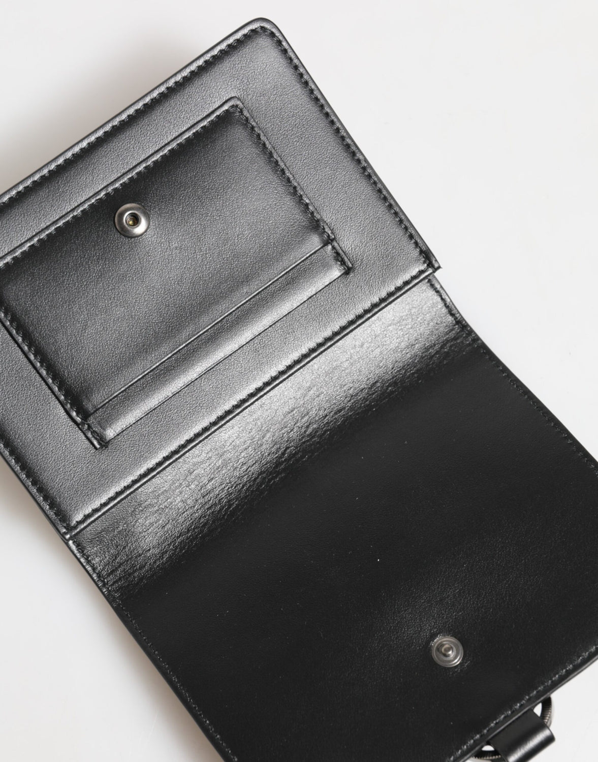 Black Leather Crystal Embellished Card Holder Wallet