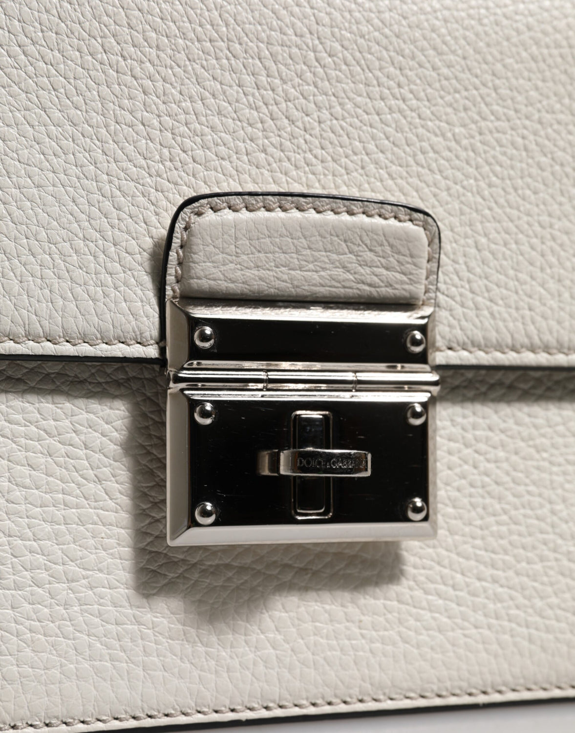 White Rosalia Small Calfskin Chain Shoulder Strap Bag