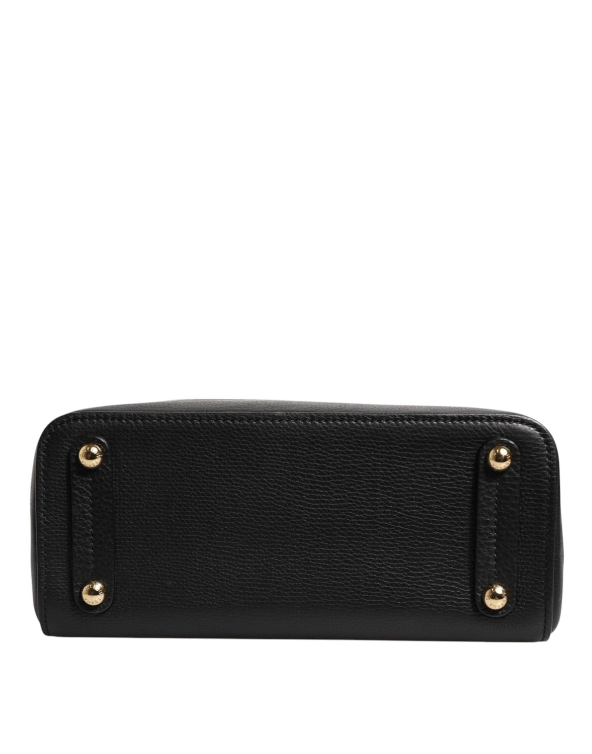 Black Calf Leather Logo Plaque Shoulder Tote Bag