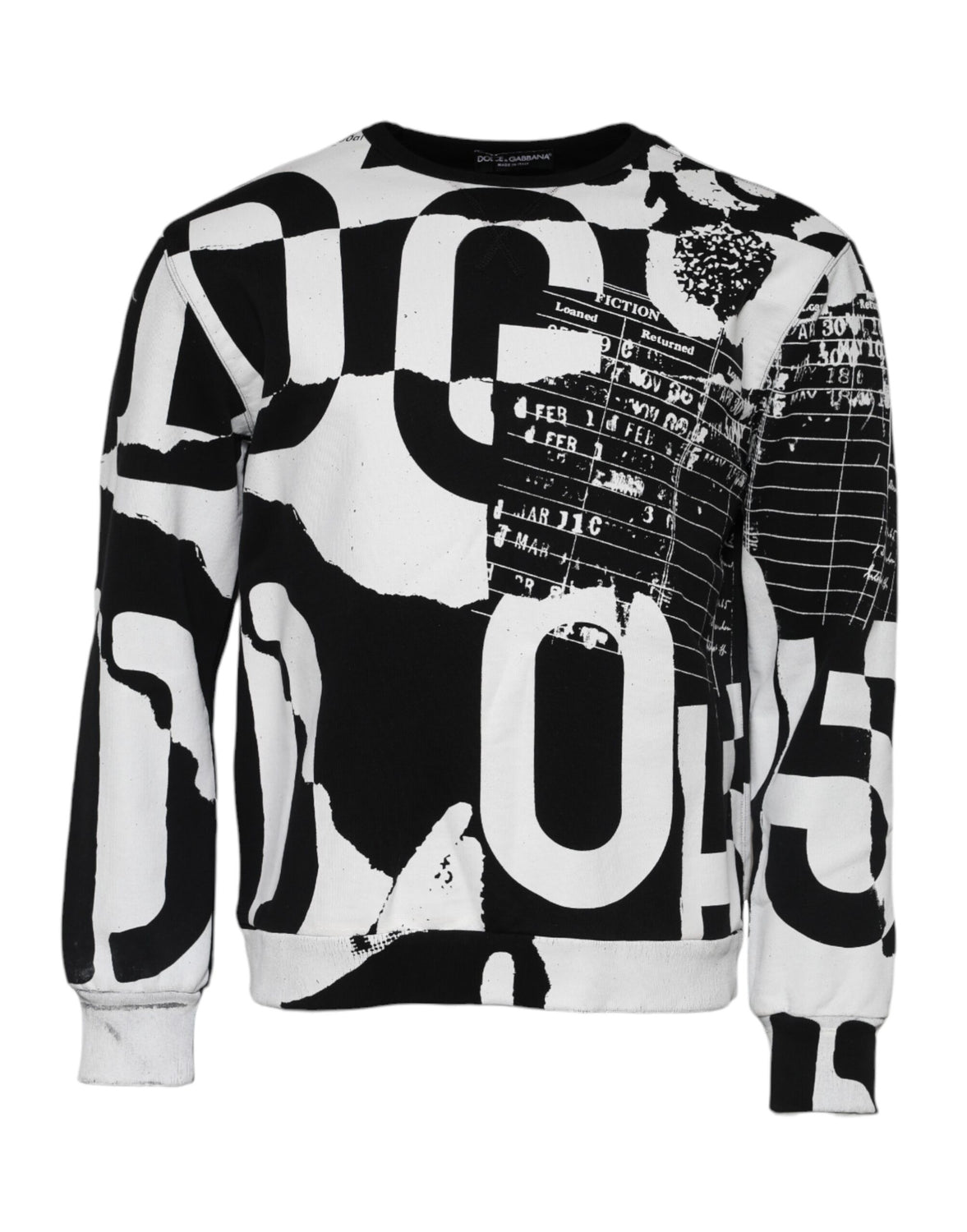 Black White Cotton Logo Pullover Sweater