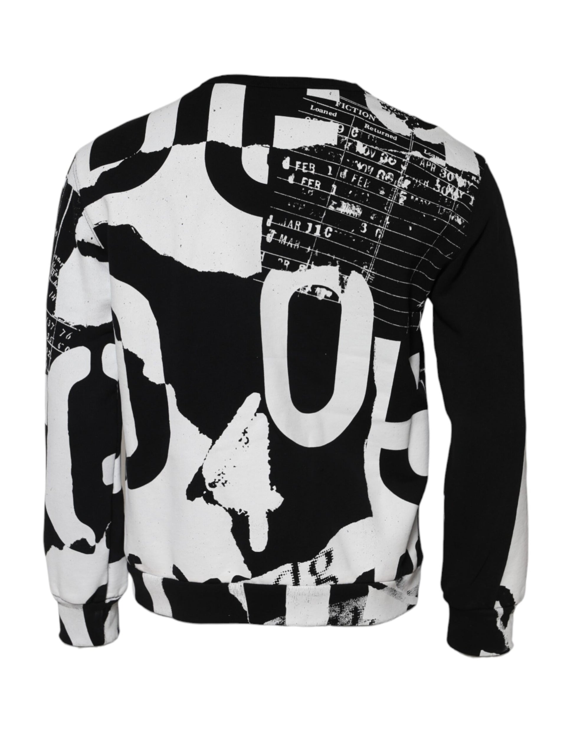 Black White Cotton Logo Pullover Sweater