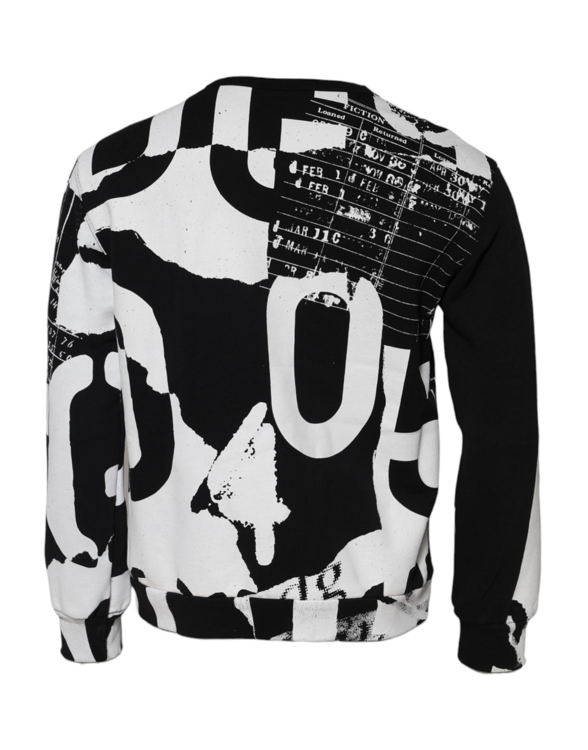 Black White Cotton Logo Pullover Sweater