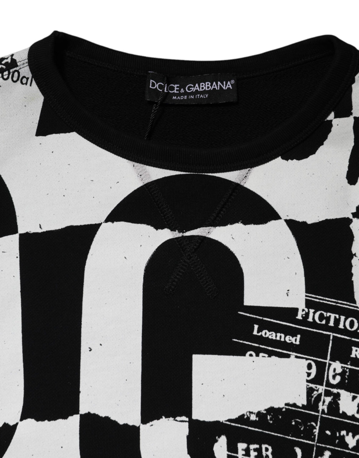 Black White Cotton Logo Pullover Sweater