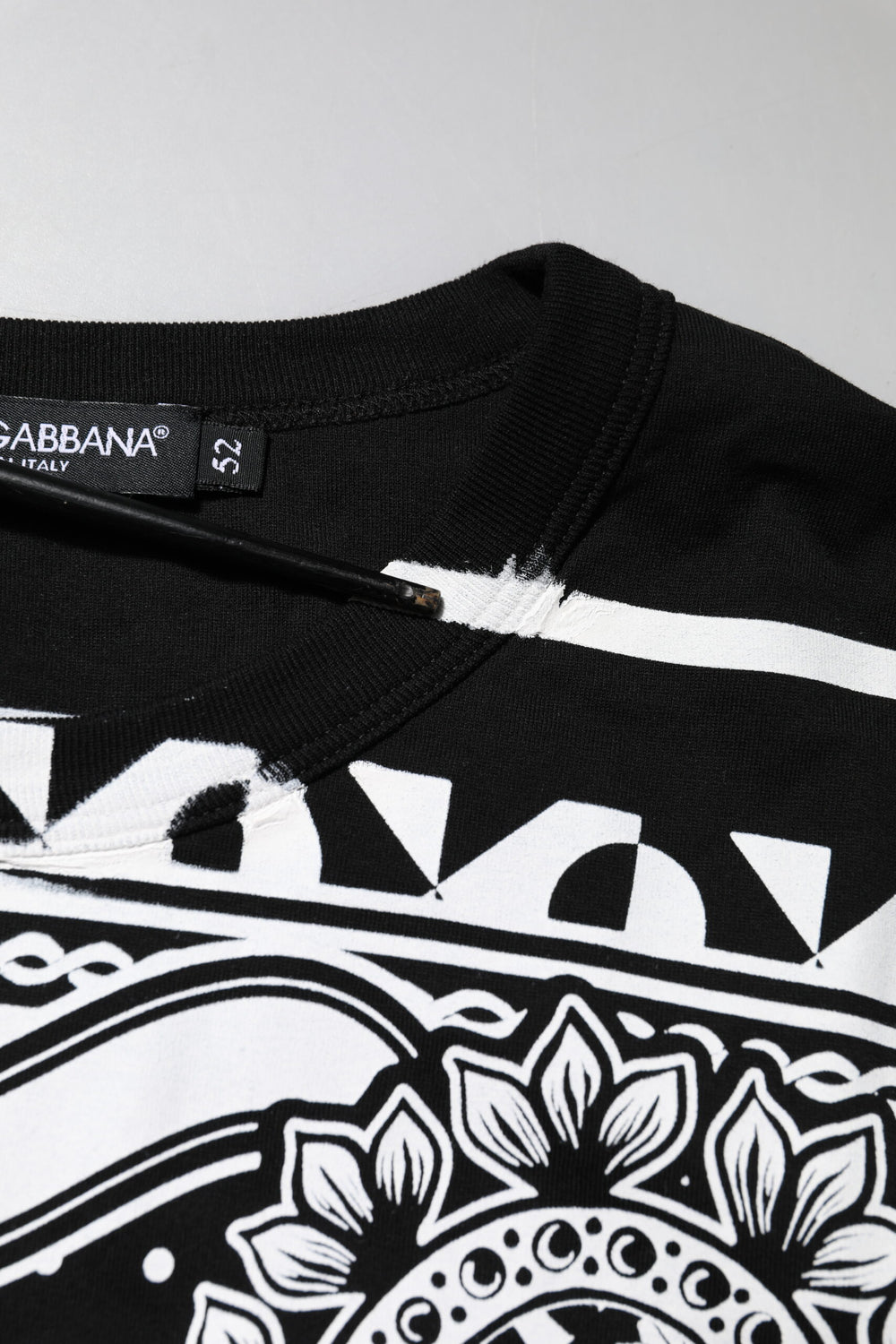 Black Bandana Print Cotton Crew Neck T-shirt