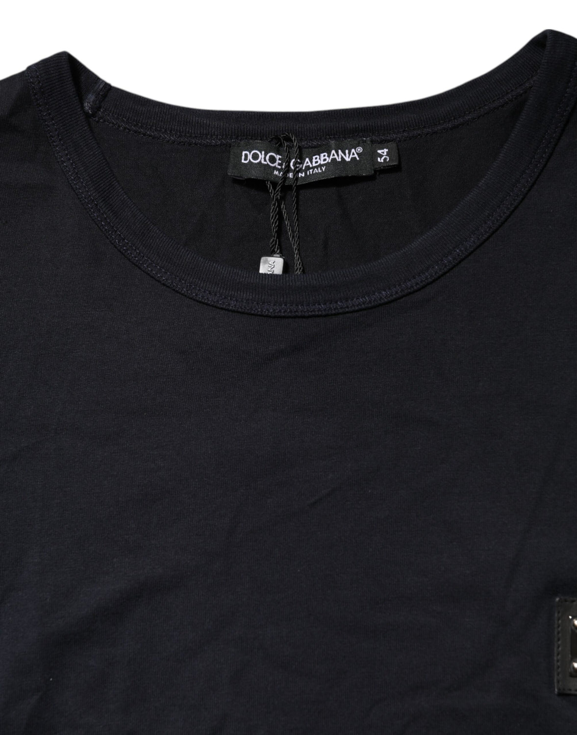 Dark Blue Logo Plaque Cotton Crewneck T-shirt