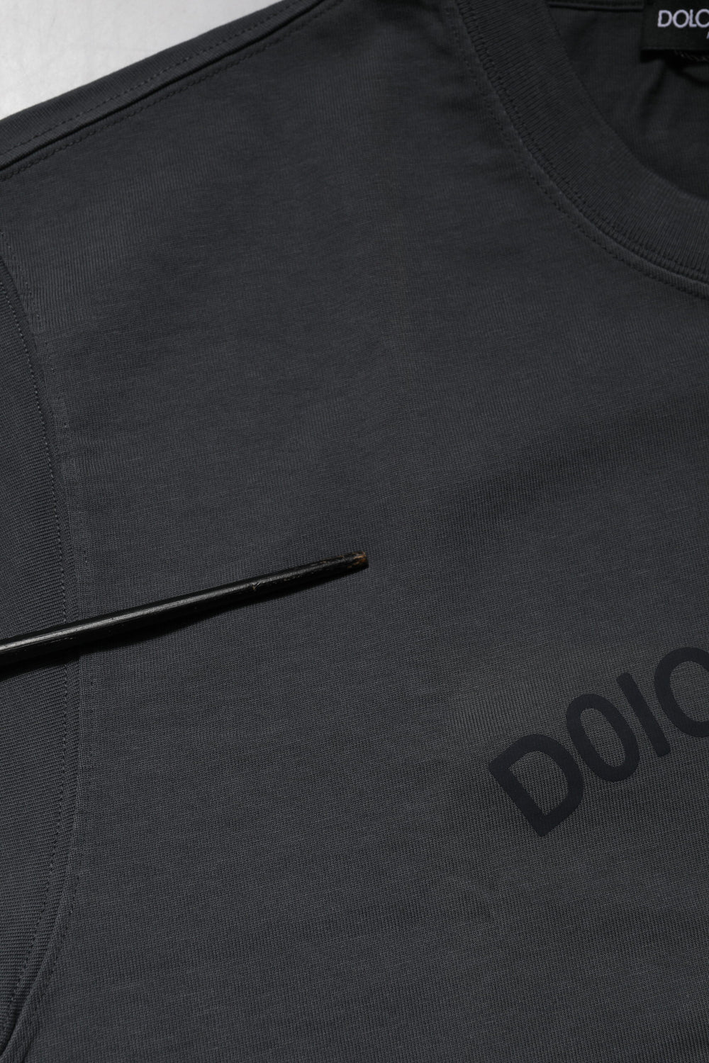 Gray Logo Graphic Cotton Crew Neck T-shirt