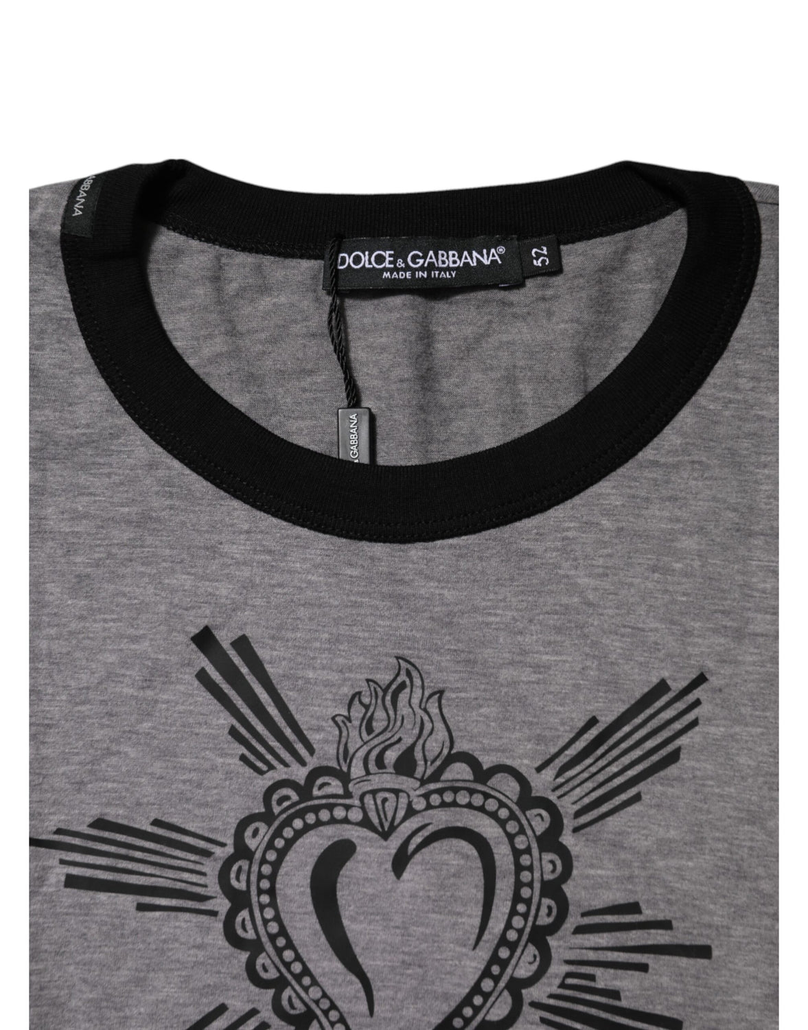 Gray Sacred Heart Cotton Crew Neck T-shirt