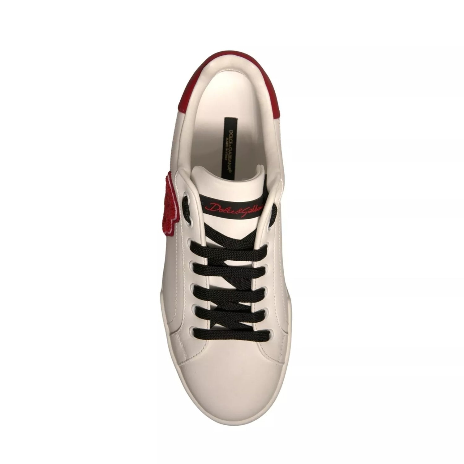 White Leather DG Logo Low Top Sneakers Shoes