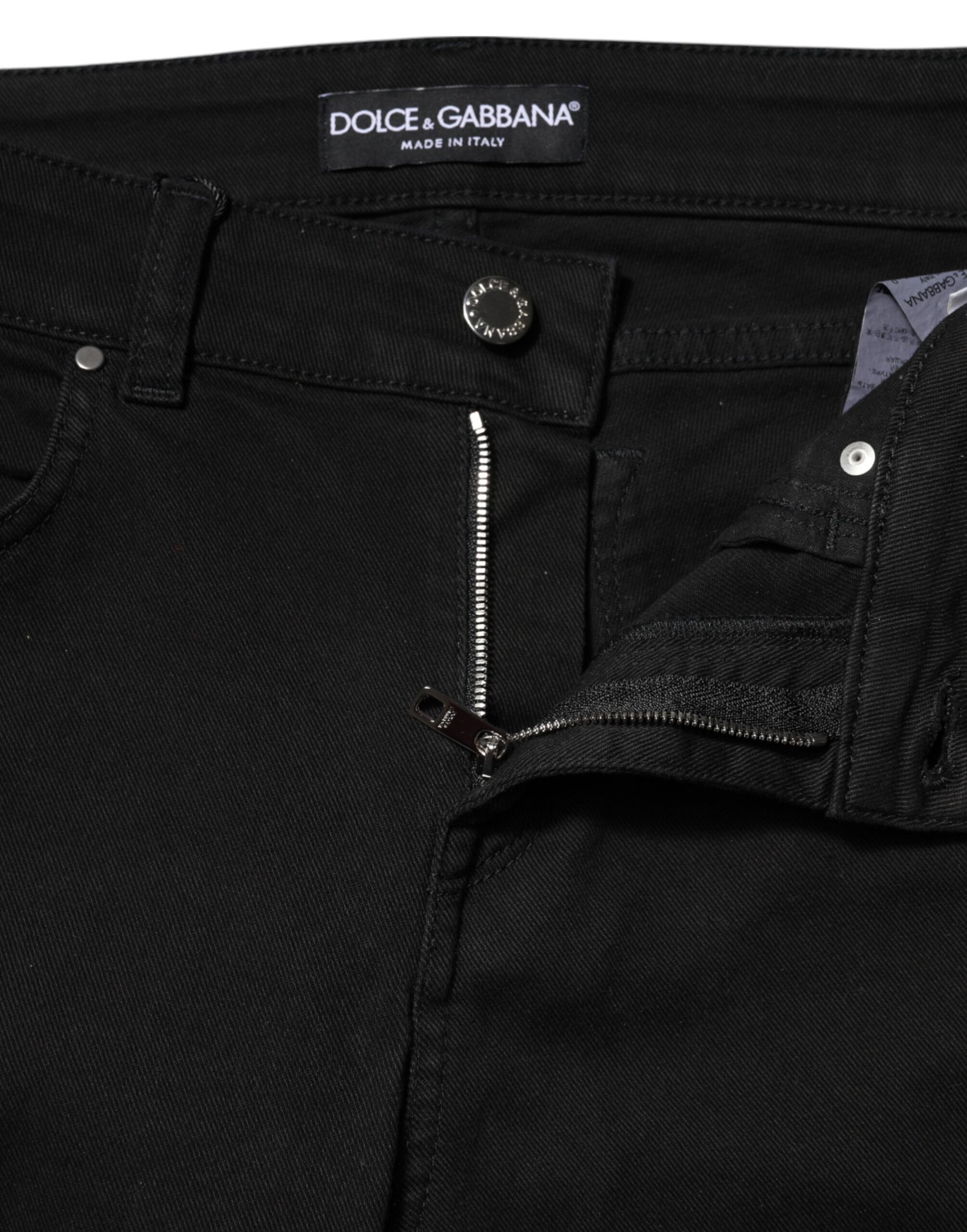 Black Cotton Skinny Mid Waist Denim Jeans