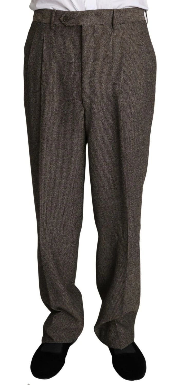 Brown Single Breasted Wool Suit