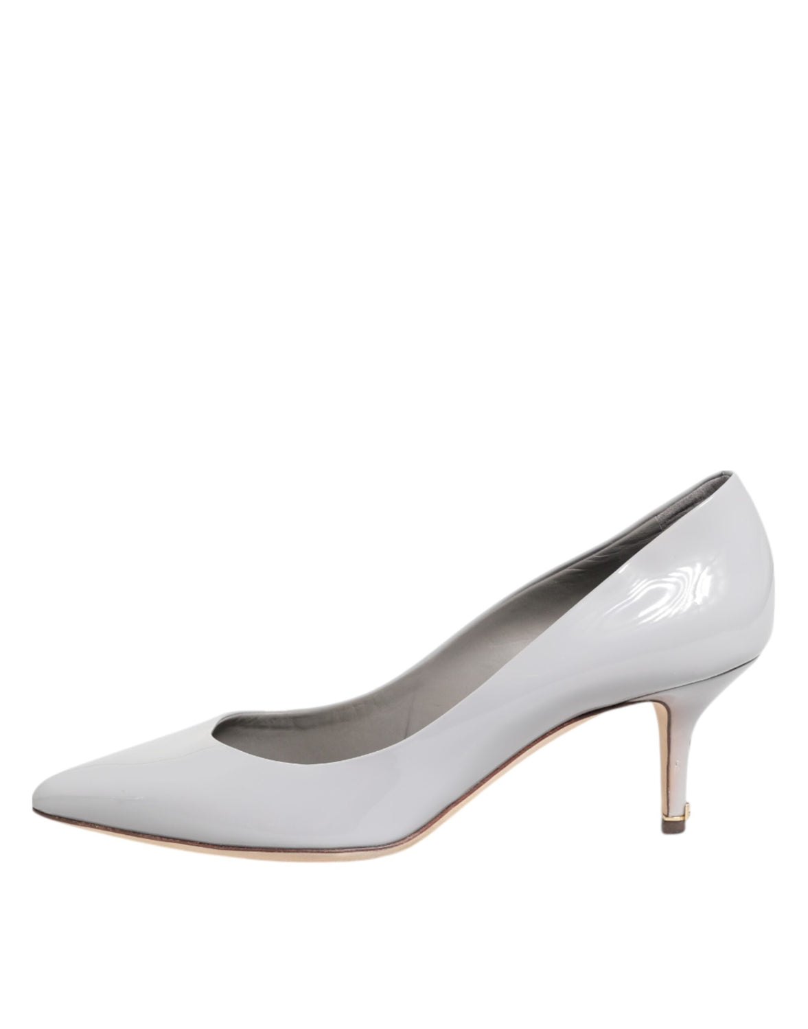 Light Gray Leather Kitten Heels Pumps Shoes