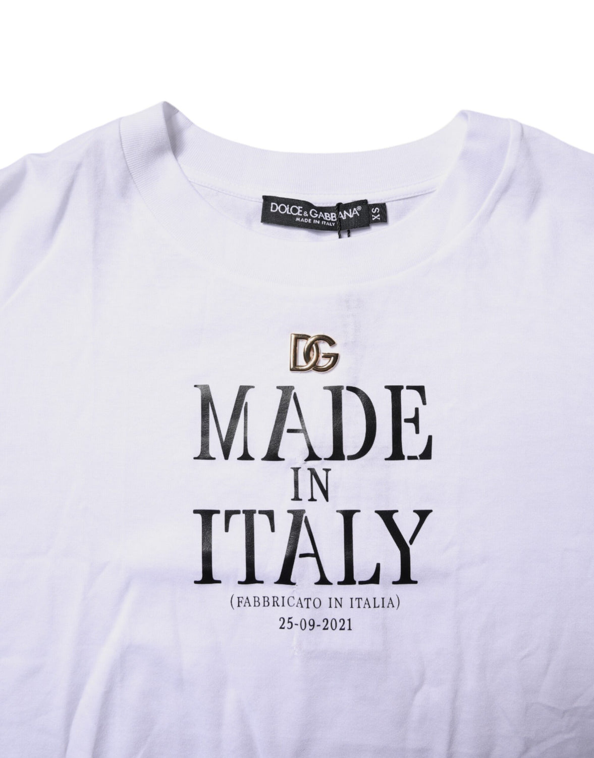 White Short Sleeves DG Logo Print Top T-shirt