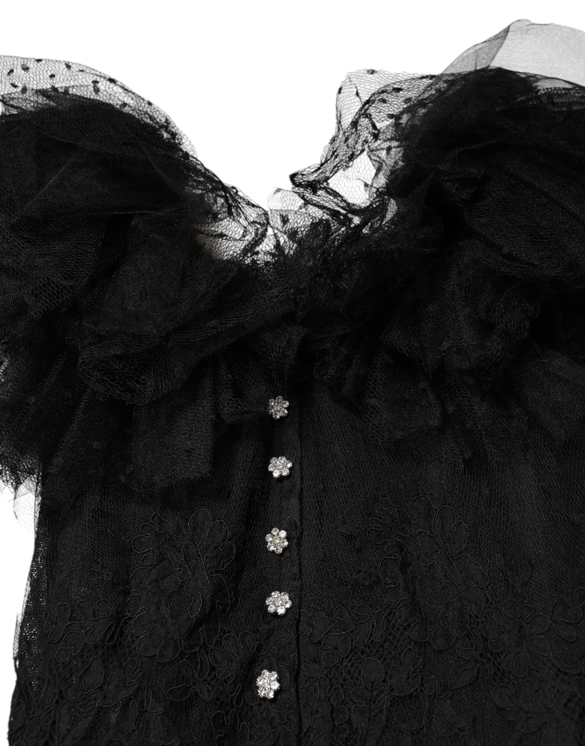 Black Crystal Embellished Midi A-line Dress