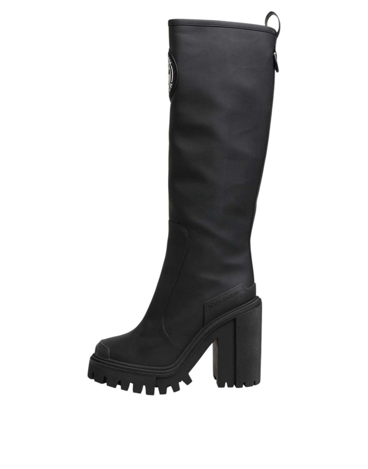 Black DG Logo Trekking Knee High Boots Shoes