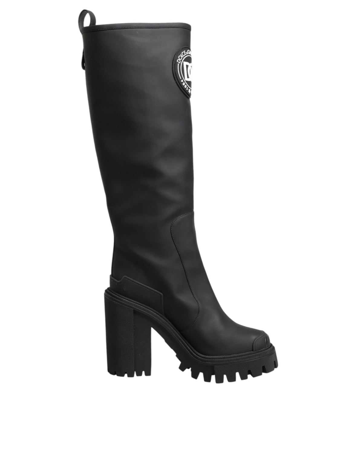 Black DG Logo Trekking Knee High Boots Shoes