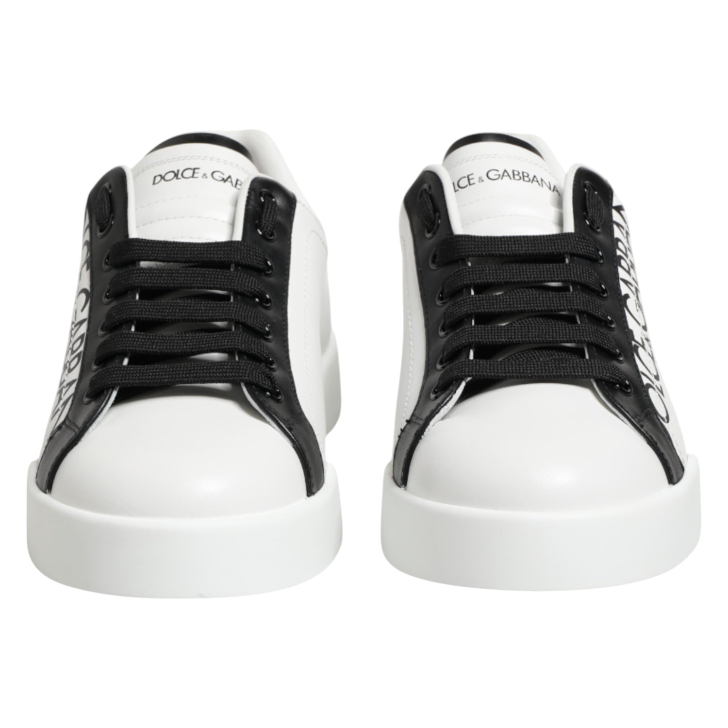 Black White Leather Portofino Sneaker Shoes