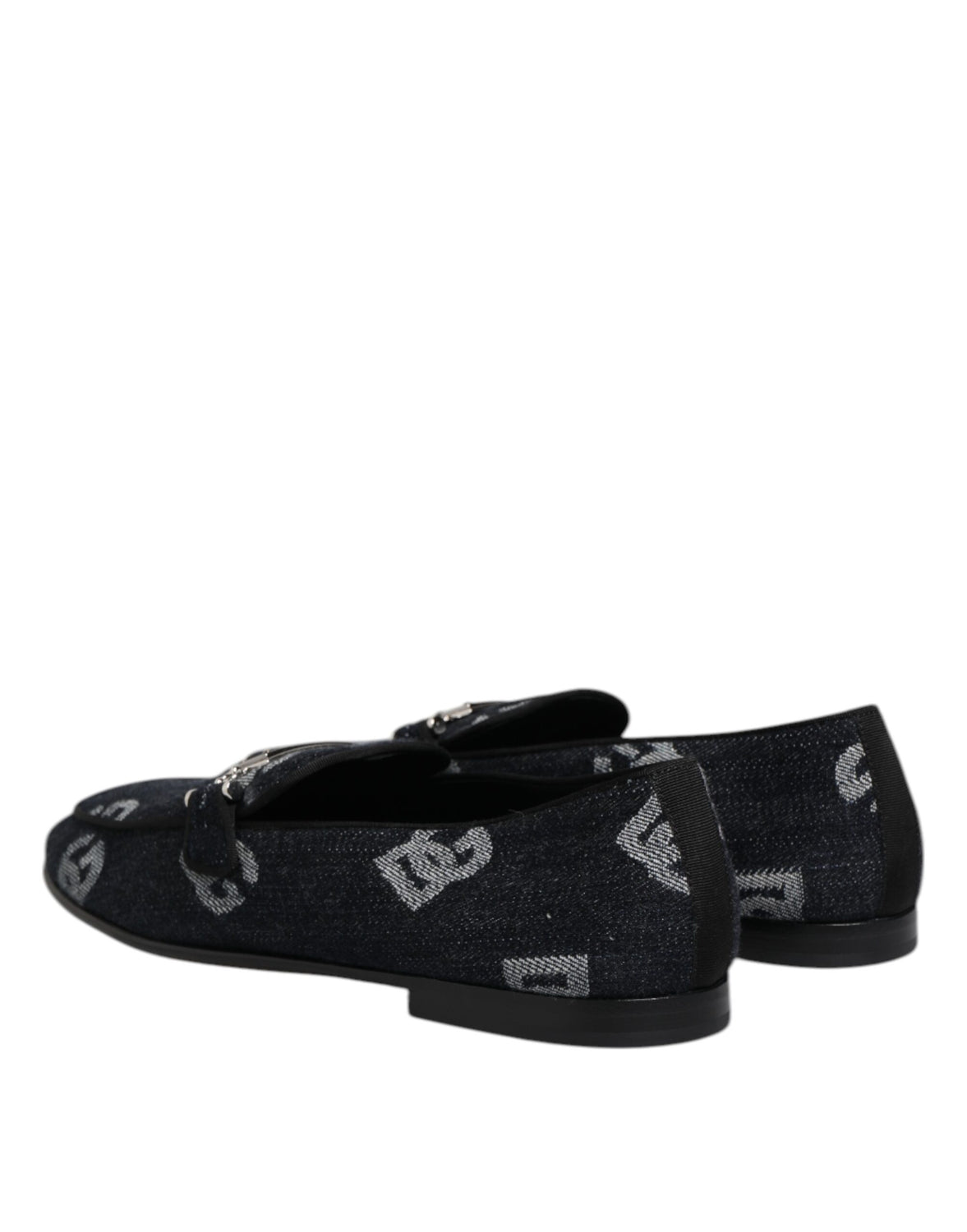 Blue Logo Cotton Loafers Formal Dress Shoes