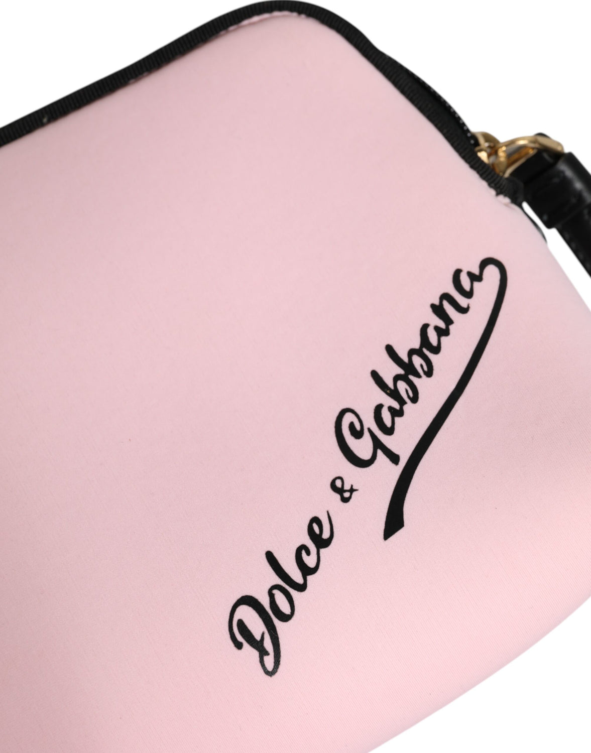 Pink Solid Nylon DG Logo Print Clutch Zip Borse Pouch Bag